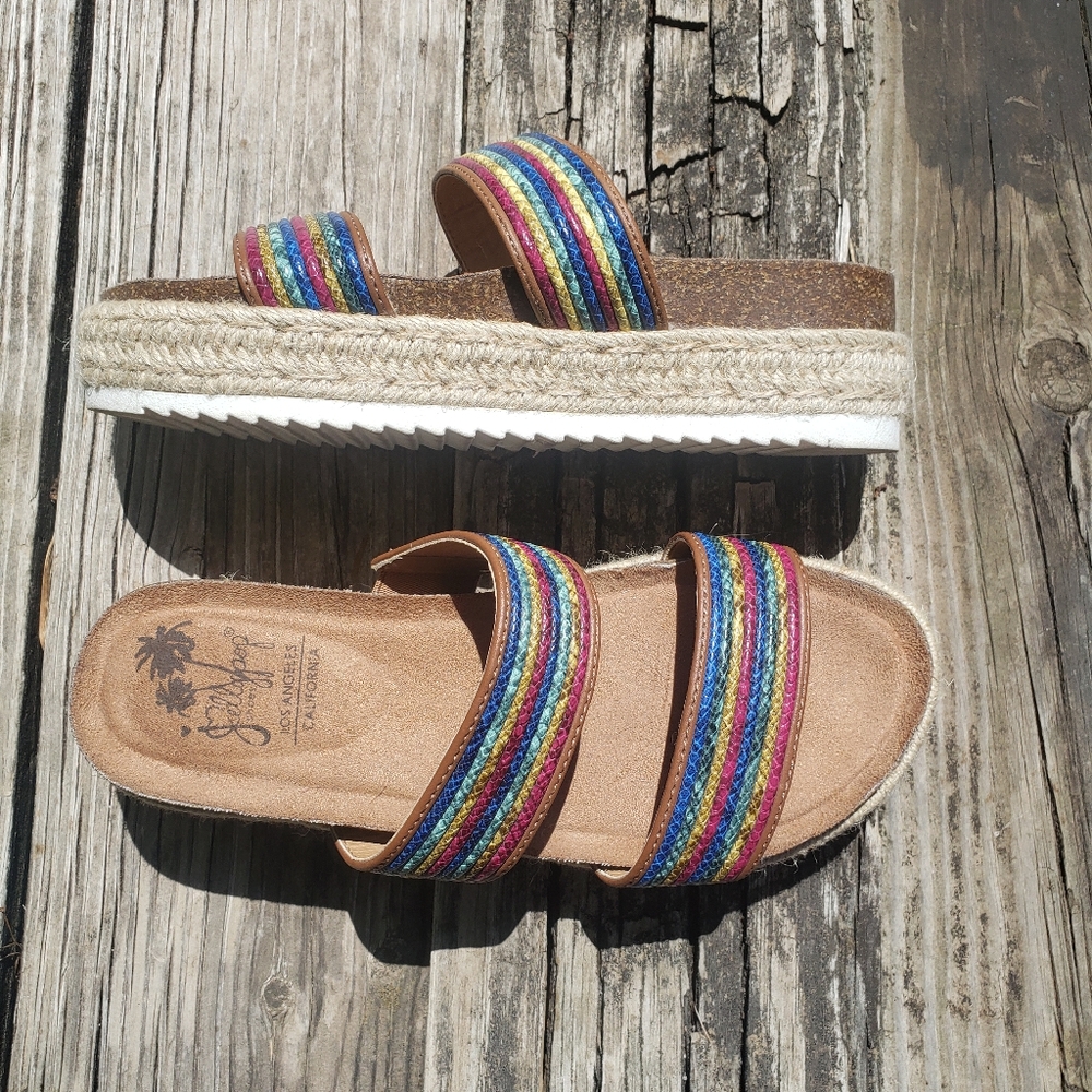 Jellypop Rainbow‎ Jute Wedge heel Sandals Size 7.5